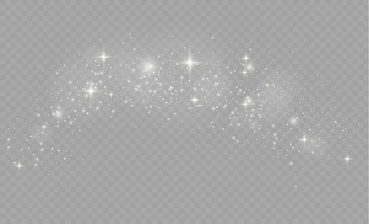 Sparkling magical dust particles. Star dust sparks in an explosion. White sparks glitter special light effect. White glitter texture christmas background. Vector illustration, eps 10.