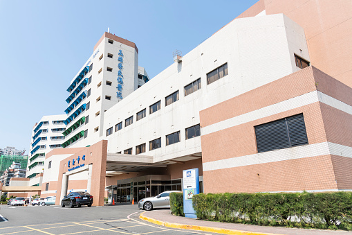 Kaohsiung, Taiwan- February 27, 2023: Building view of Kaohsiung Veterans General Hospital in Taiwan. The hospital provides general medical and surgical hospital services.