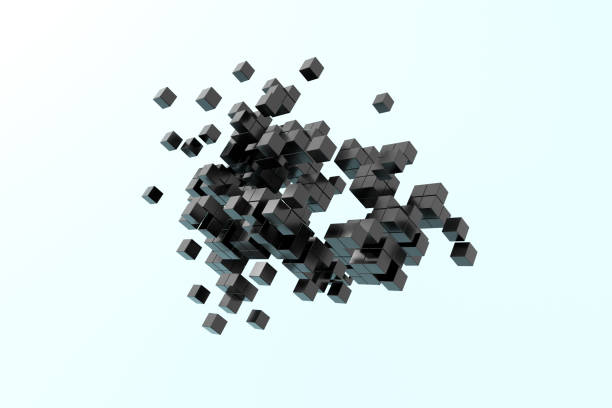 istock Black color cube shapes on blue color background 1481640957