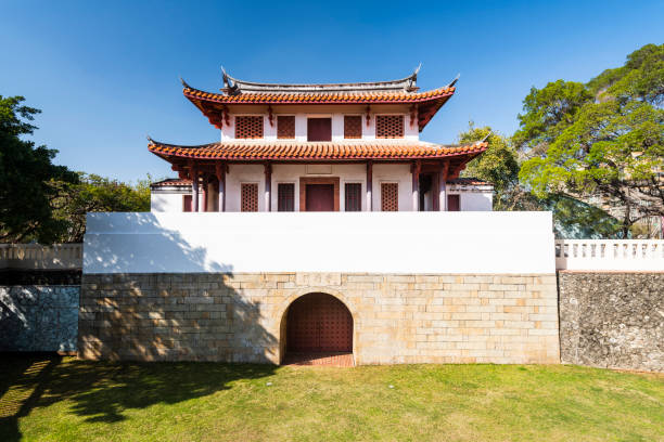 Old city wall building view of the Great South Gate in Tainan, Taiwan. it's one of Taiwan's most well-preserved city gates.