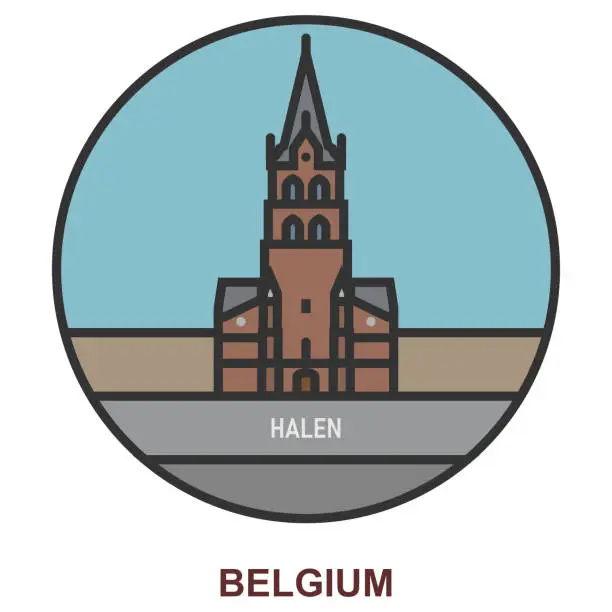 Vector illustration of Halen. Cities and towns in Belgium