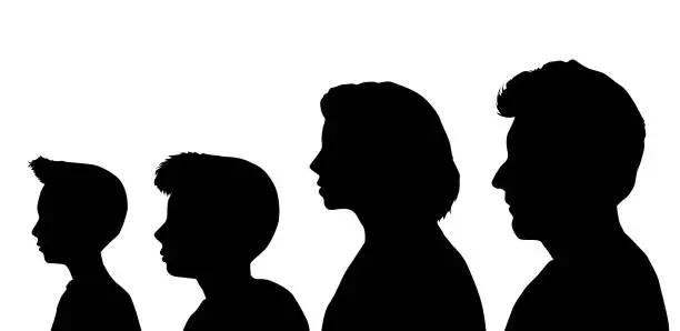 Vector illustration of Profiles of family silhouettes