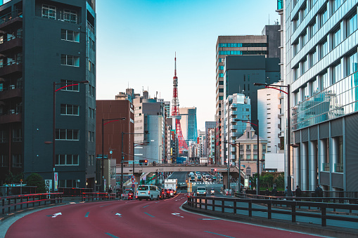 City road and Modern Urban Skyline in Tokyo