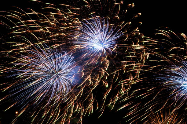 Amazing fireworks show in the dark sky.