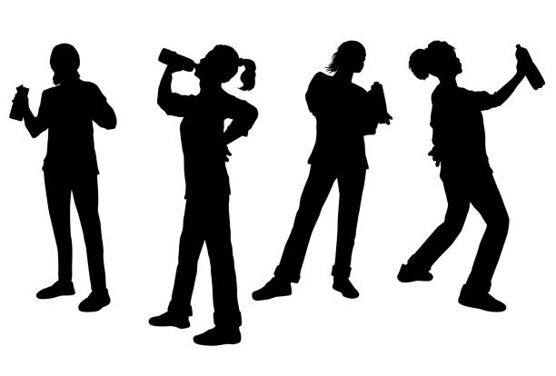 istock Silhouette Illustration of a Woman Drinking 1481646142