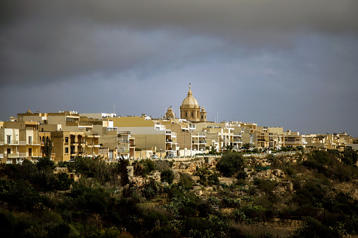 Panorama of town Nadur on Gozo, Malta.