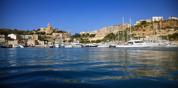 Panorama of Mgarr harbour on Gozo island on Malta.