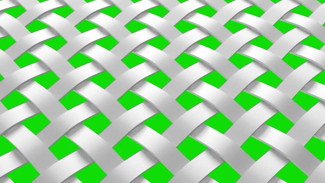 Abstract 3D Wavy Lines  Cross Weaving over Chroma key Background. 4k Ultra HD resolution.