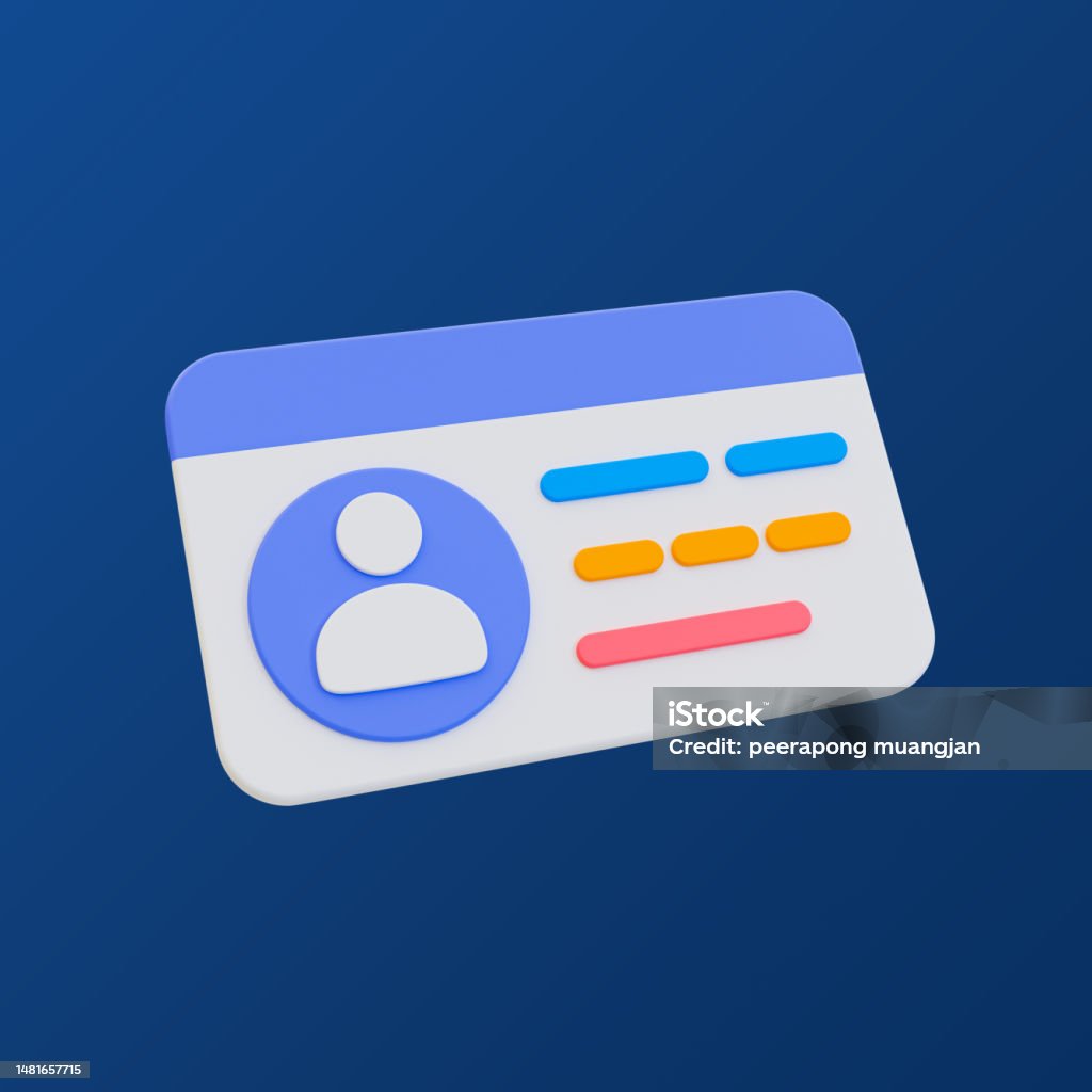 User Identification Card 3d Minimal Identity Verification User Authorization Id Card 3d ...