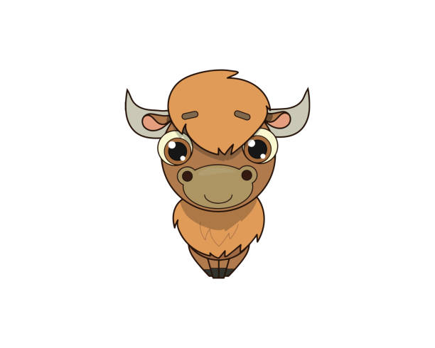 illustrations, cliparts, dessins animés et icônes de icône colorée isolée du vecteur bison. icône vectorielle animale bison. icône bison - african buffalo