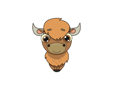 Vector illustration of cute and beautiful Bison on white background.