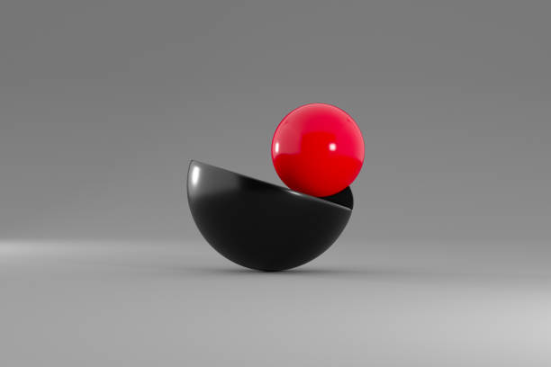 istock Balance concept black red spheres on gray color 1481662678