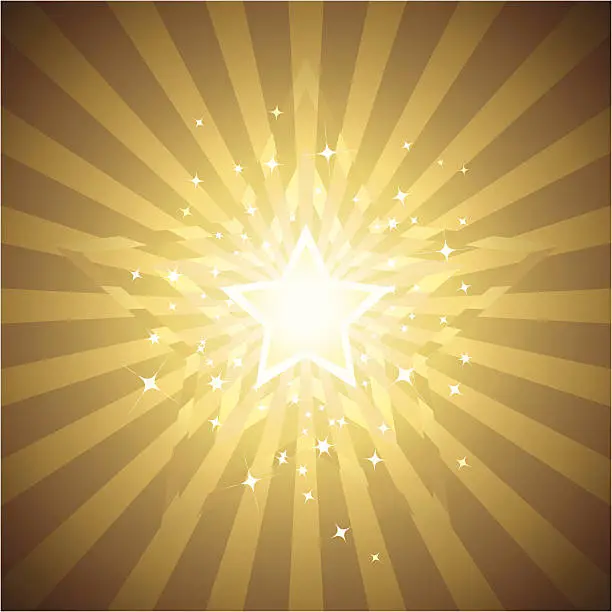 Vector illustration of Radiant layers of gold star background