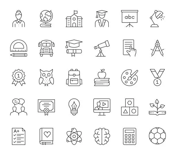 Vector illustration of Education Editable Stroke Line Icons