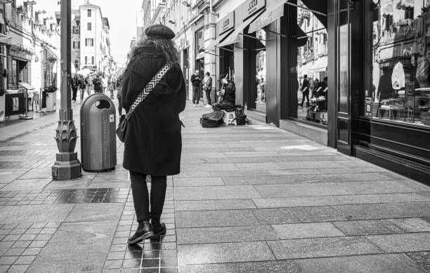 Sanremo , Italy - April 07, 2023: some people walking on the street od Sanremo