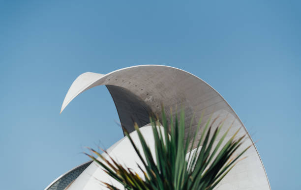Tenerife, Spain. 10 April 2023. Abstract construction. Tenerife Auditorium on a sunny day. High quality photo