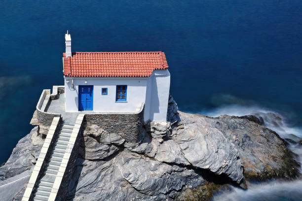 The beautiful church Agia Thalassini in Chora of Andros island, Greece The beautiful church Agia Thalassini in Chora of Andros island, Greece andros island stock pictures, royalty-free photos & images