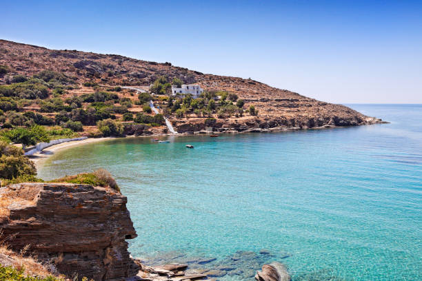 Agia Marina beach in Andros island, Greece