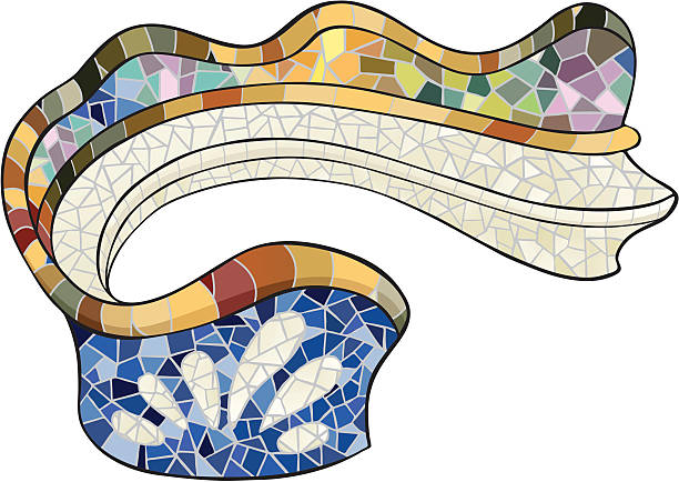 gaudiego parc guell w barcelonie - barcelona stock illustrations