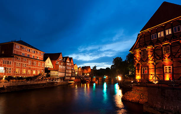 istock Lueneburg, historic harbor at night 148168181