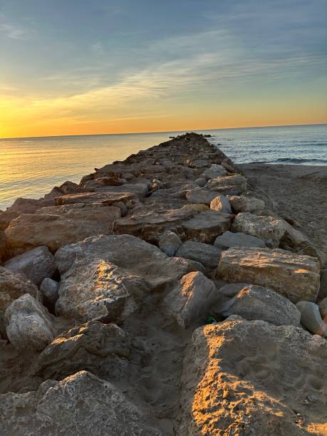 istock Wonderful sunrise on a beach in Valencia 1481682637