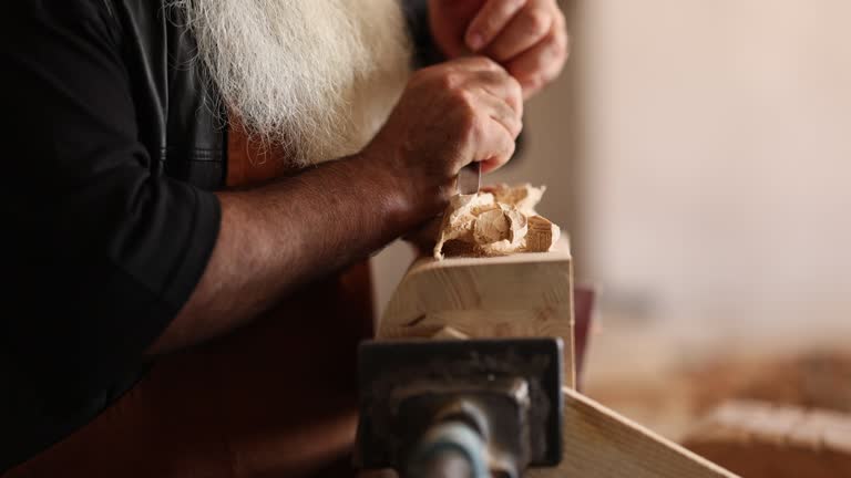 Senior male carpenter working