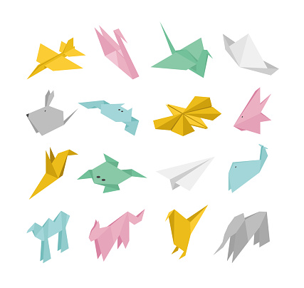 Origami isometric vector illustration.