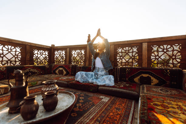 istock Young woman  on a terrace in Cappadocia 1481693073