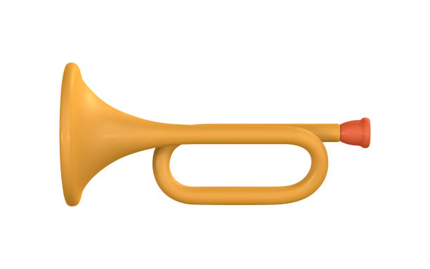 istock 3d realistic trumpet for music concept design in plastic cartoon style. Vector illustration 1481695670