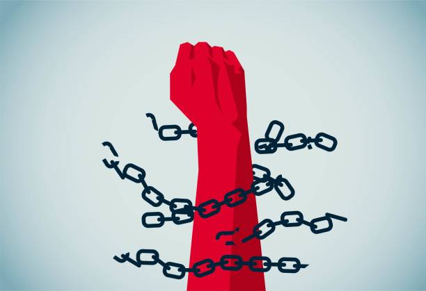 break free Break the chains of bondage and gain true freedom, This is a set of business illustrations ropes tied together stock illustrations
