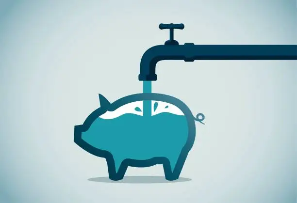 Vector illustration of The piggy bank is about to fill up