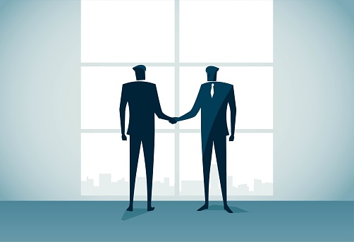Handshake of two people is successful business cooperation, This is a set of business illustrations
