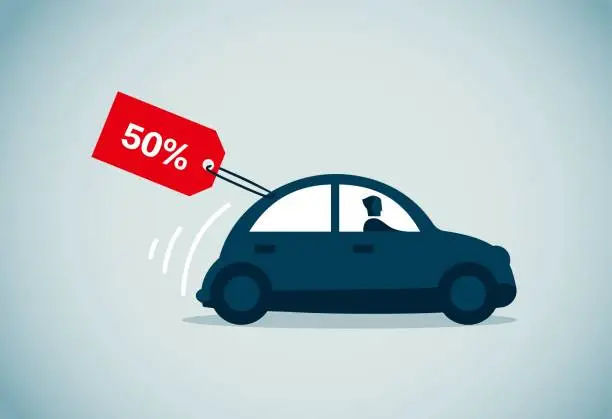 Vector illustration of Business50% off cars