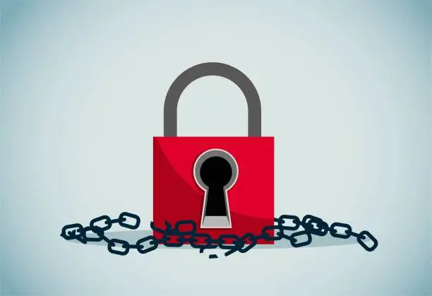 Vector illustration of unbindable lock