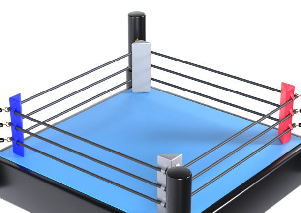 プロレス、ボクシング、武道のリングの3dイラスト。3dレンダリング。 - boxing boxing ring rope three dimensional shape ストックフォトと画像