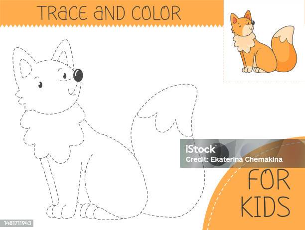 Z Lisem W Bajce Krzyżówka Kolorowanka Trace And Color Z Lisem Dla Dzieci Kolorowanka Z Lisem Z