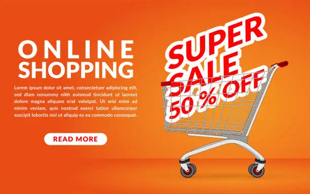 Vector illustration of Online shopping, sale.