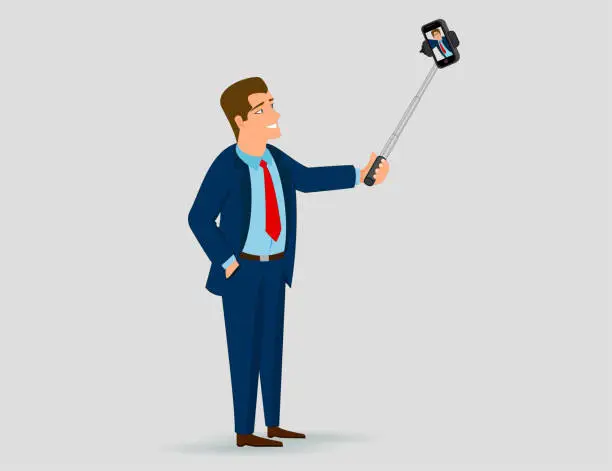 Vector illustration of Take a selfie, videoconference, talk with your family...