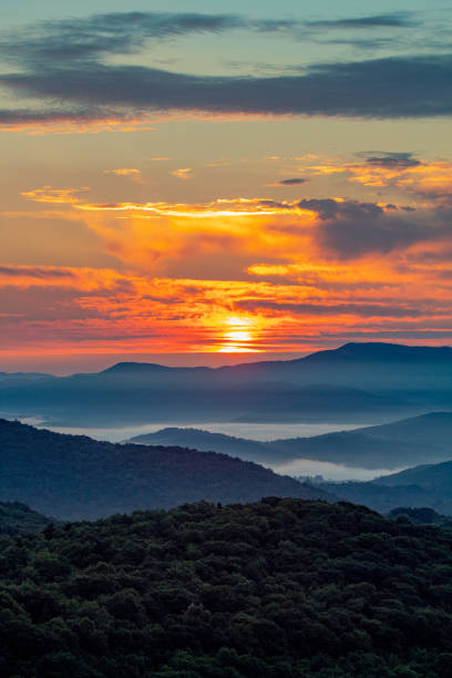 amanecer en el parque estatal grayson highlands - blue ridge mountains fotos fotografías e imágenes de stock