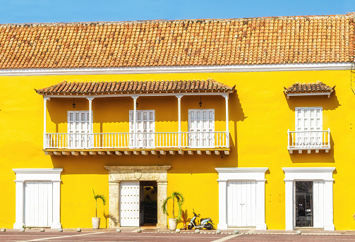 Plaza de la Aduana in historic center of Cartagena. Cartagena's colonial walled city was designated a UNESCO World Heritage Site