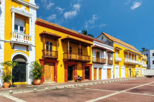 Historic center of Cartagena. Cartagena's colonial walled city was designated a UNESCO World Heritage Site stock photo