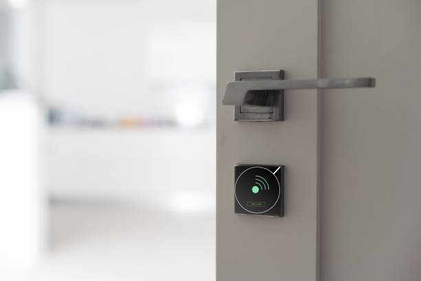 istock Half opened door into the cozy home interior. 1481721987