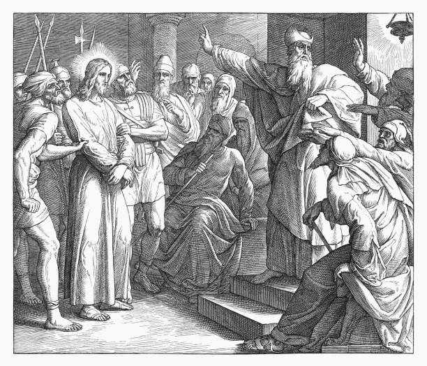istock Sanhedrin trial of Jesus (Matthew 26, 57-68), woodcut, published 1860 1481721991