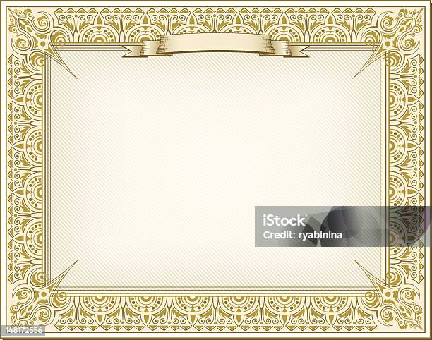 Gold Detailed Certificate Stock Illustration - Download Image Now - Achievement, Award, Award Ribbon