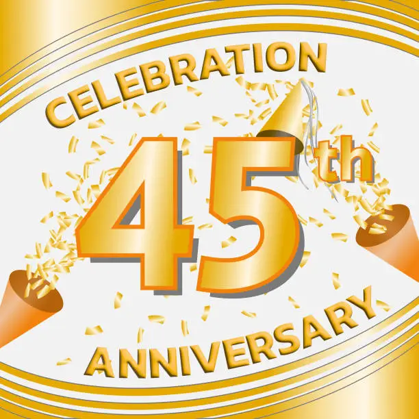 Vector illustration of Celebration Anniversary 45 Year with Golden Confetti