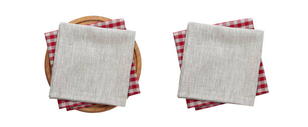 istock Napkins and pizza board top view isolated. set 1481734650