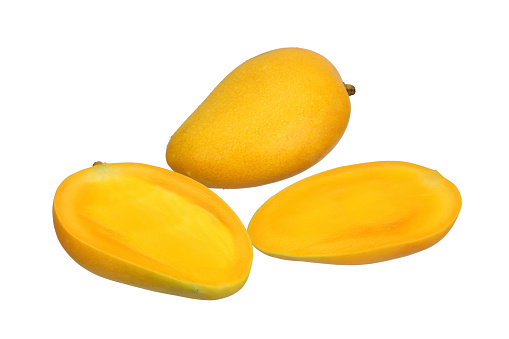 Sliced mango isolated on white background