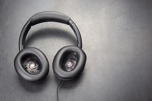 Headphones for listening to music on dark background