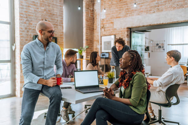 istock Office colleagues having casual discussion in the office 1481737316