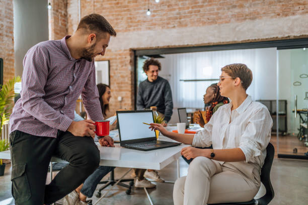 istock Office colleagues having casual discussion in the office 1481739050